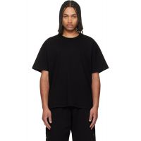 Les Tien Black Lightweight Binded Neck Oversized T-shirt 262548M213000