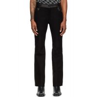 Ernest W. Baker Black Five Pocket Leather & Suede Trousers 262600M189002