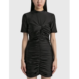 T By 알렉산더 왕 Alexander Wang SHORT SLEEVE MOCK NECKRUCHED BODYCON DRESS 876591