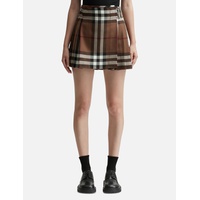 버버리 Burberry Check Wool Pleated Skirt 905130