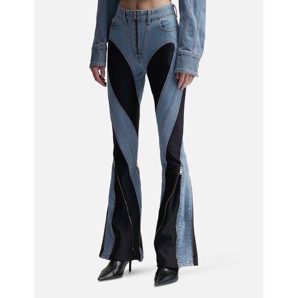  뮈글러 MUGLER Zipped Bi-Material Jeans 906891