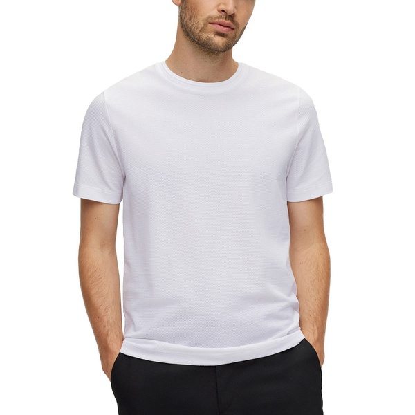 휴고보스 휴고 Hugo Boss Boss Mens Cotton-Blend Bubble-Jacquard Structure T-shirt 15662109