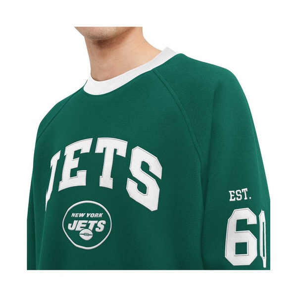 타미힐피거 Tommy Hilfiger Mens Green New York Jets Reese Raglan Tri-Blend Pullover Sweatshirt 17606432
