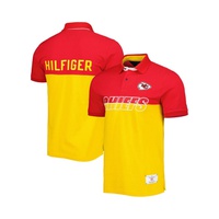 Tommy Hilfiger Mens Yellow Red Kansas City Chiefs Color Block Polo Shirt 17963449