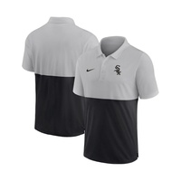Nike Mens Silver Black Chicago White Sox Team Baseline Striped Performance Polo Shirt 14159220