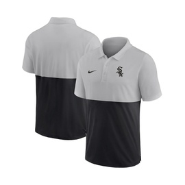 Nike Mens Silver Black Chicago White Sox Team Baseline Striped Performance Polo Shirt 14159220