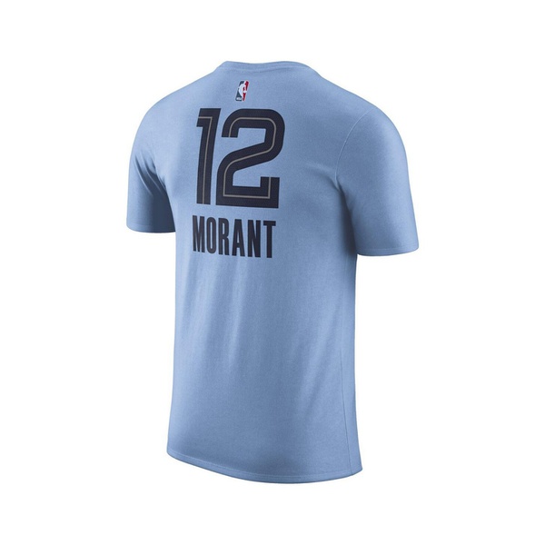  Jordan Mens Ja Morant Light Blue Memphis Grizzlies 2022/23 Statement 에디트 Edition Name and Number T-shirt 15169489