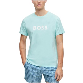 휴고 Hugo Boss Mens Cotton Relaxed-Fit Contrast Logo T-shirt 15476459