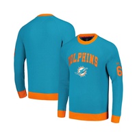 Tommy Hilfiger Mens Aqua Orange Miami Dolphins Reese Raglan Tri-Blend Pullover Sweatshirt 17257964