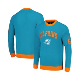 Tommy Hilfiger Mens Aqua Orange Miami Dolphins Reese Raglan Tri-Blend Pullover Sweatshirt 17257964