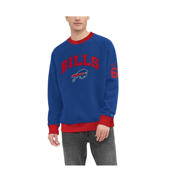 타미힐피거 Tommy Hilfiger Mens Royal Buffalo Bills Reese Raglan Tri-Blend Pullover Sweatshirt 17669096