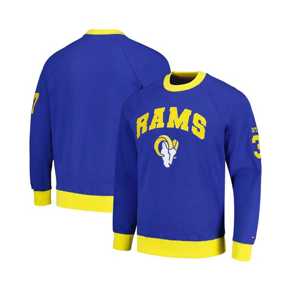 타미힐피거 Tommy Hilfiger Mens Royal Los Angeles Rams Reese Raglan Tri-Blend Pullover Sweatshirt 17747194