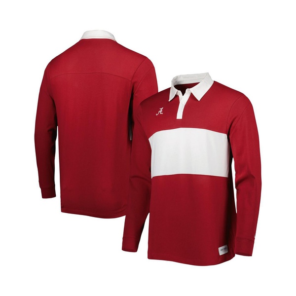 나이키 Nike Mens Crimson Alabama Crimson Tide Striped Long Sleeve Polo Shirt 15713054