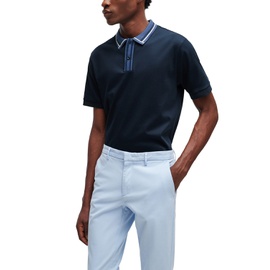 휴고 Hugo Boss Mens Contrast Stripes Slim-Fit Polo Shirt 17625821