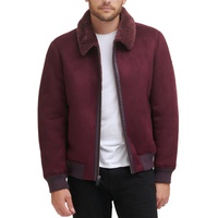 DKNY Mens Faux Shearling Bomber Jacket with Faux Fur Collar 9451504