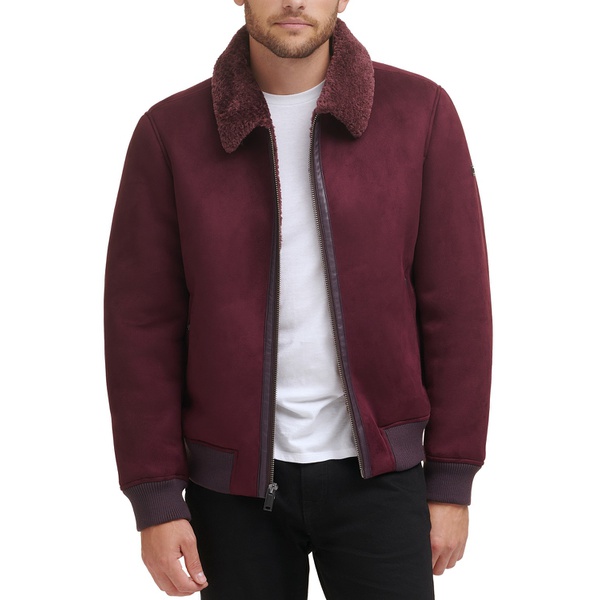DKNY DKNY Mens Faux Shearling Bomber Jacket with Faux Fur Collar 9451504