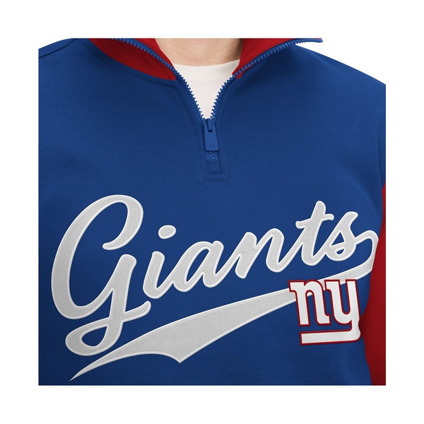 타미힐피거 Tommy Hilfiger Mens Royal Red New York Giants Aiden Quarter-Zip Top 15399849