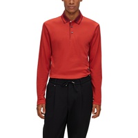 휴고 Hugo Boss Mens Woven Pattern Slim-Fit Long-Sleeved Polo Shirt 16559876