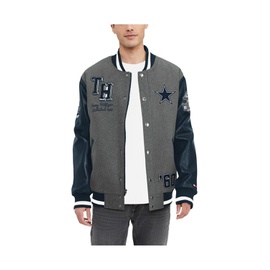 Tommy Hilfiger Mens Heather Gray Navy Dallas Cowboys Gunner Full-Snap Varsity Jacket 17270764
