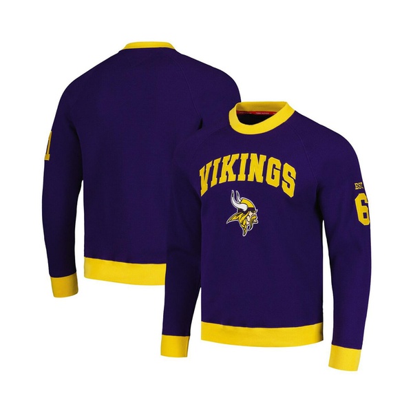 타미힐피거 Tommy Hilfiger Mens Purple Minnesota Vikings Reese Raglan Tri-Blend Pullover Sweatshirt 17539104