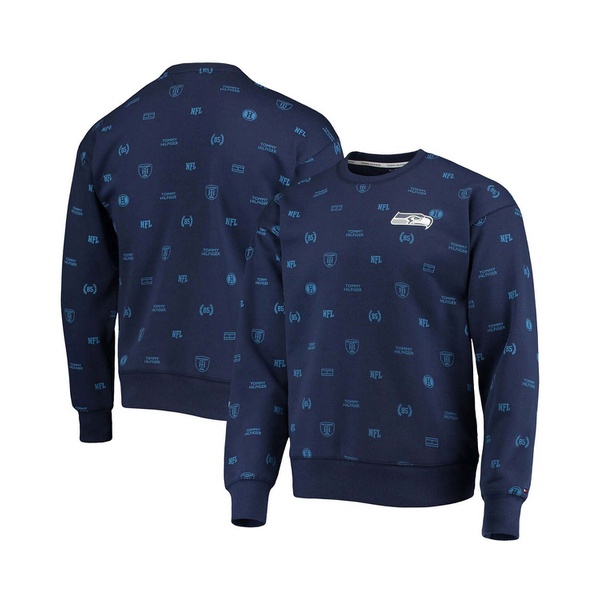 타미힐피거 Tommy Hilfiger Mens College Navy Seattle Seahawks Reid Graphic Pullover Sweatshirt 13465484