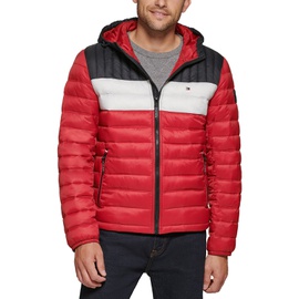 Tommy Hilfiger Mens Quilted Color Blocked Hooded Puffer Jacket 11336593