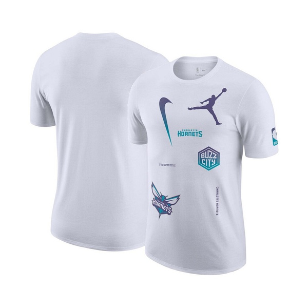  Jordan Mens White Charlotte Hornets Courtside Statement 에디트 Edition Max90 T-shirt 15836451