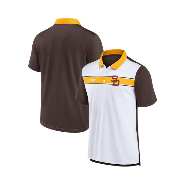 나이키 Nike Mens White Brown San Diego Padres Rewind Stripe Polo Shirt 16293774