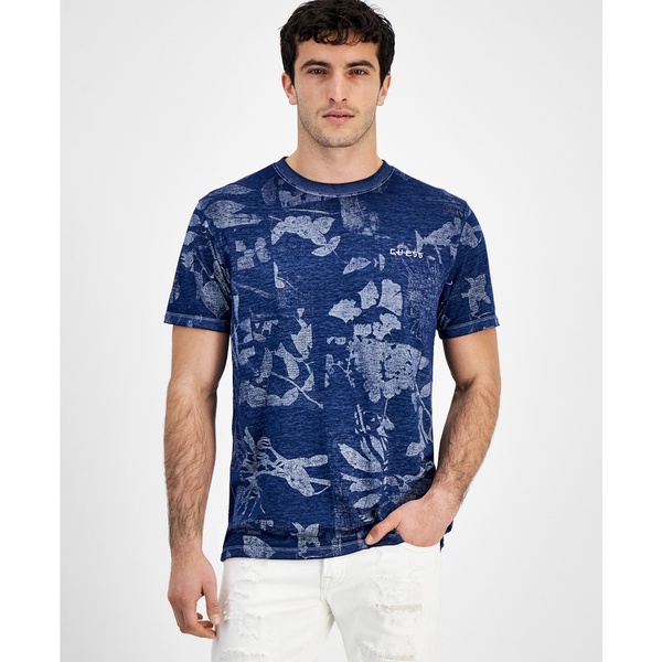  GUESS Mens Allover Leaf Print Short Sleeve Crewneck T-Shirt 17301967