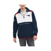 Tommy Hilfiger Mens Navy White New England Patriots Carter Half-Zip Hooded Top 17670739