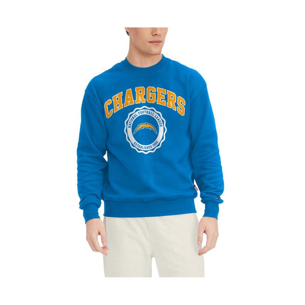 타미힐피거 Tommy Hilfiger Mens Powder Blue Los Angeles Chargers Ronald Crew Sweatshirt 15399658