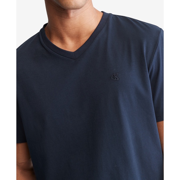 캘빈클라인 Calvin Klein Mens Smooth Cotton Solid V-Neck T-Shirt 15759372