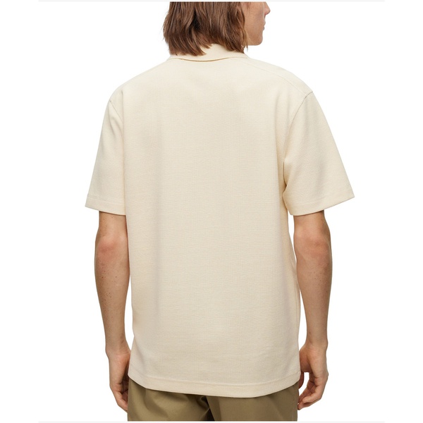 휴고보스 휴고 Hugo Boss Mens Waffle Structure Cotton-Blend Relaxed-Fit Polo Shirt 15476140