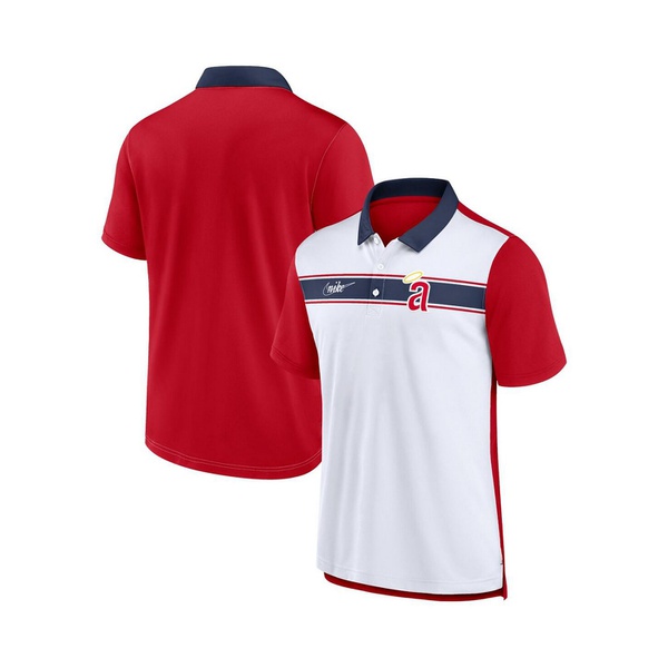 나이키 Nike Mens White Red California Angels Rewind Stripe Polo Shirt 16326881