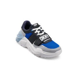 DKNY Mens Mixed Media Runner with Front Logo Strap Sneakers 16682392