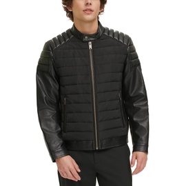 DKNY Mixed Media Quilted Racer Mens Jacket 11350620