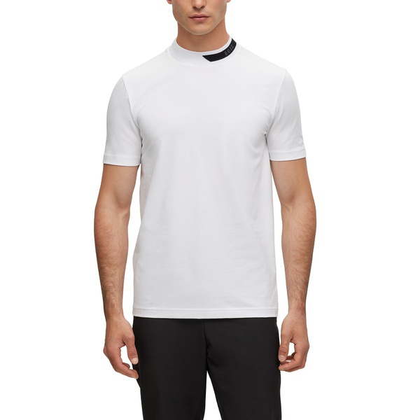 휴고보스 휴고 Hugo Boss Mens Logo-Stripe Jacquard Collar T-shirt 16559887