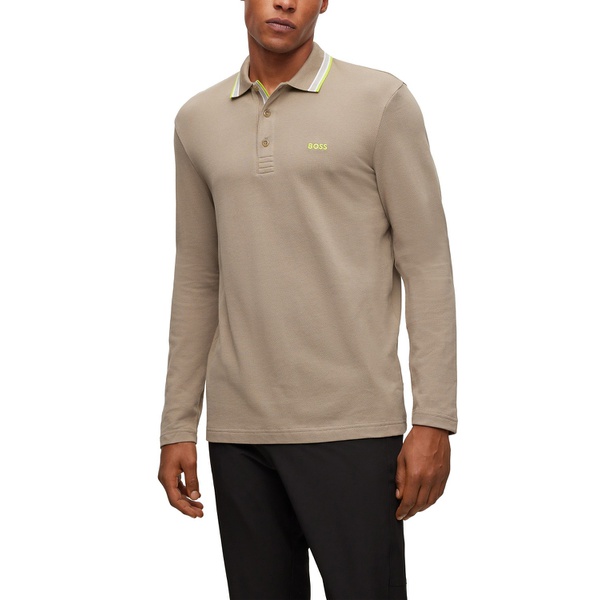 휴고보스 휴고 Hugo Boss Mens Contrast Logo Long-Sleeved Polo Shirt 16559916