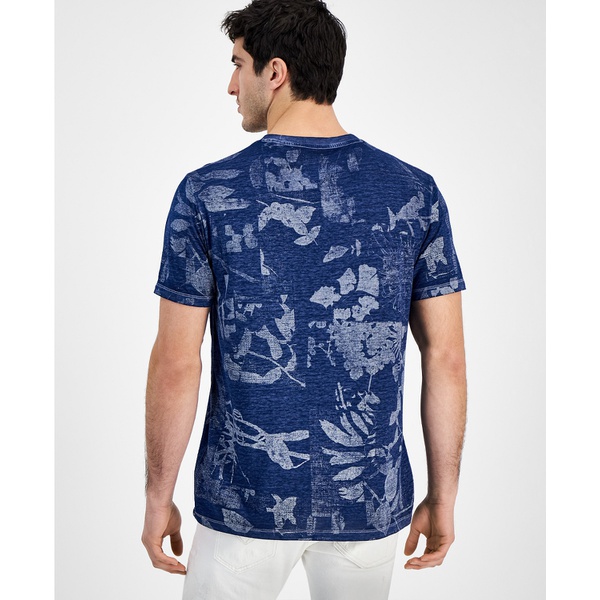  GUESS Mens Allover Leaf Print Short Sleeve Crewneck T-Shirt 17301967