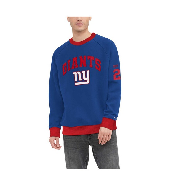 타미힐피거 Tommy Hilfiger Mens Royal New York Giants Reese Raglan Tri-Blend Pullover Sweatshirt 17700468