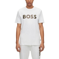 휴고 Hugo Boss Mens Interlock Cotton Monogram-Filled Logo T-shirt 15079049