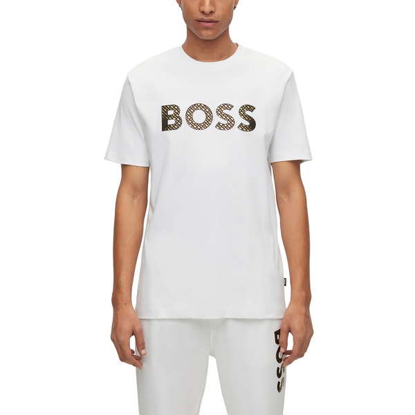 휴고보스 휴고 Hugo Boss Mens Interlock Cotton Monogram-Filled Logo T-shirt 15079049