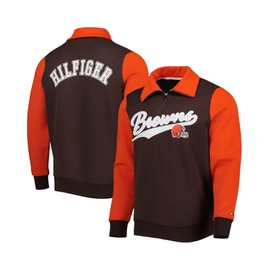 Tommy Hilfiger Mens Brown Orange Cleveland Browns Aiden Quarter-Zip Top 15399473