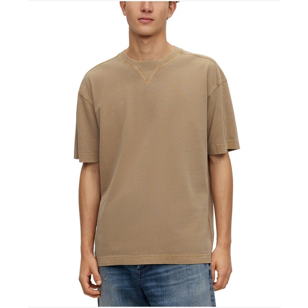 휴고보스 휴고 Hugo Boss Mens Cotton-Jersey Embroidered Logo Oversized T-shirt 15476040