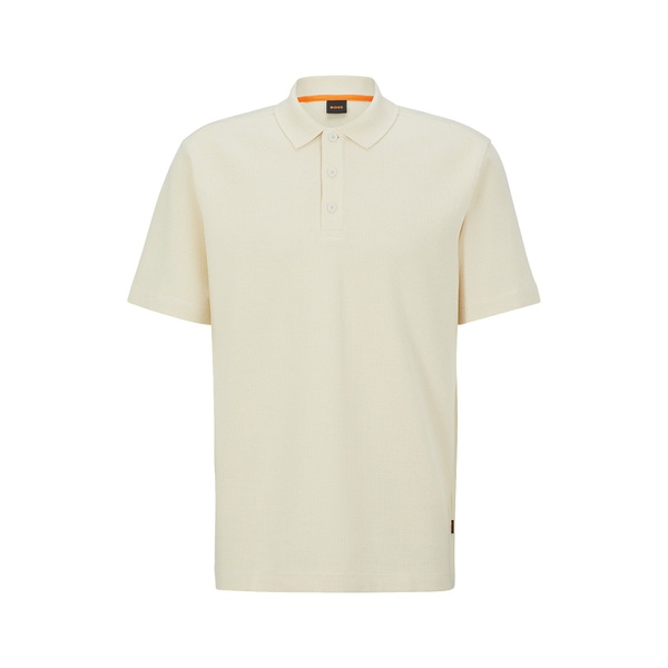 휴고보스 휴고 Hugo Boss Mens Waffle Structure Cotton-Blend Relaxed-Fit Polo Shirt 15476140