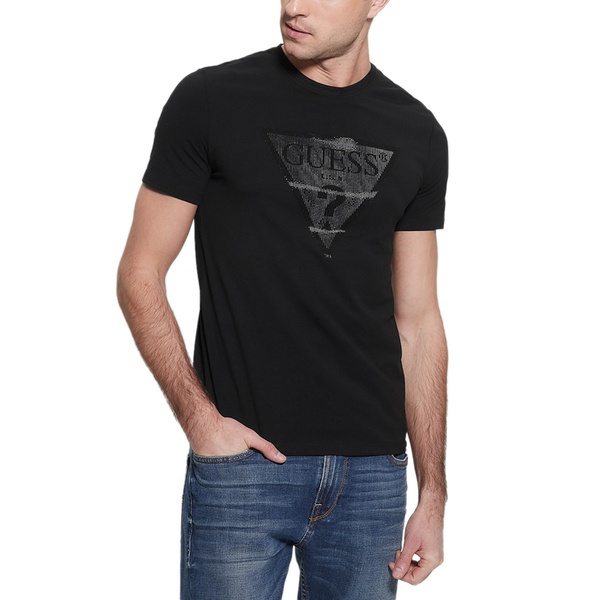  GUESS Mens Tonal-Logo Solid-Color Crewneck T-Shirt 15711730