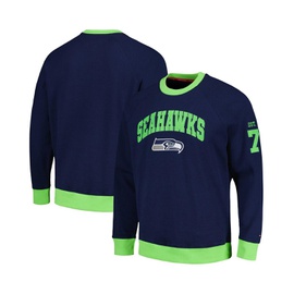 Tommy Hilfiger Mens College Navy Neon Green Seattle Seahawks Reese Raglan Tri-Blend Pullover Sweatshirt 17257966