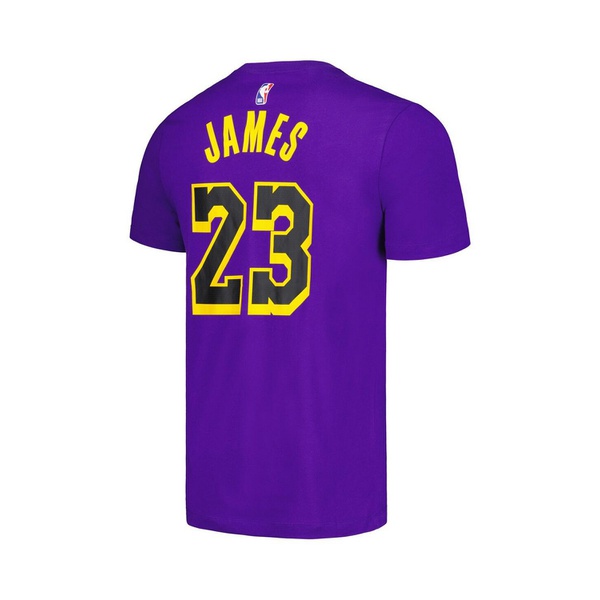  Jordan Mens LeBron James Purple Los Angeles Lakers 2022/23 Statement 에디트 Edition Name and Number T-shirt 17211338