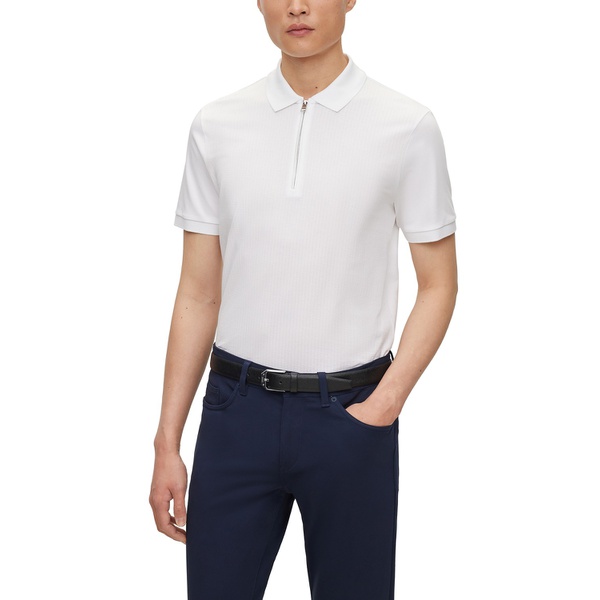 휴고보스 휴고 Hugo Boss Mens Zip Placket Slim-Fit Polo Shirt 17499082