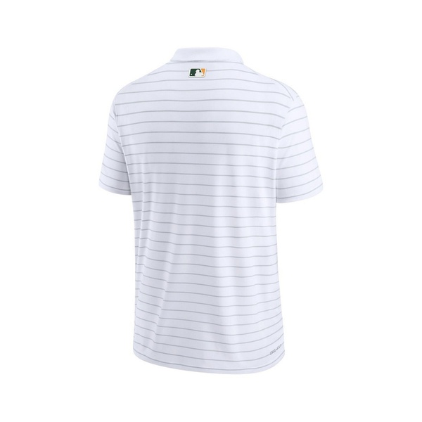 나이키 Nike Mens White Oakland Athletics Authentic Collection Striped Performance Pique Polo Shirt 17924618